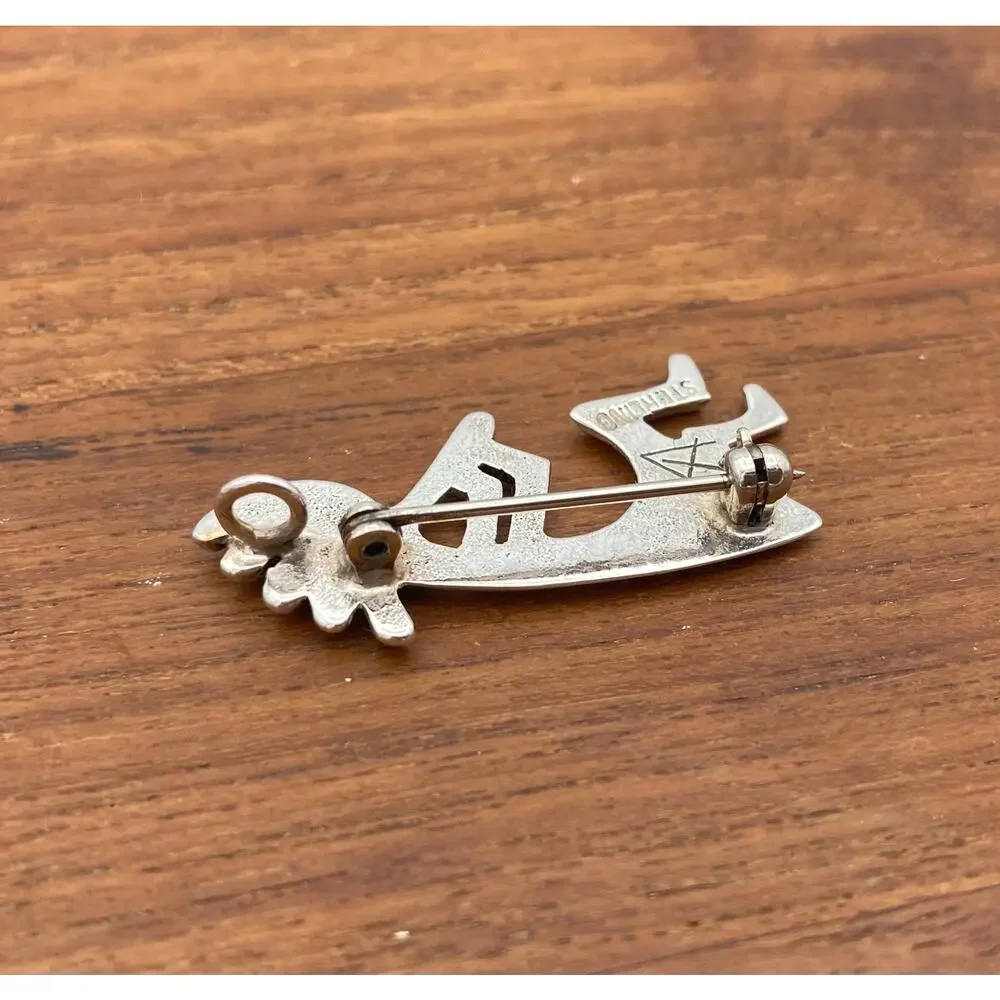Vintage Sterling Silver Navajo Kokopelli Pin Pendant Signed Alvin Thompson